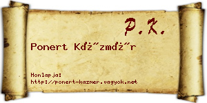 Ponert Kázmér névjegykártya